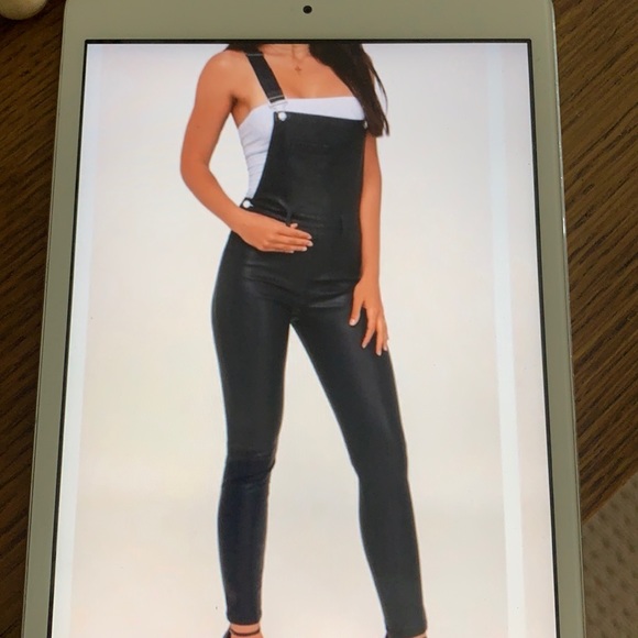 Blank NYC Faux Leather Black Overalls. NWT Sz:28